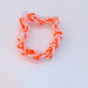 Orange an white tie die rainbow loom braclet